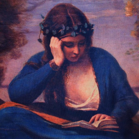 Beautiful Art Tote Bag The Reader Crowned with Flowers by Jean Baptiste Corot - Picture 2 of 3